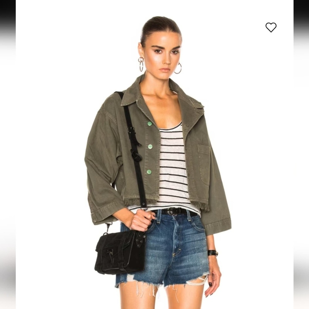 Sandrine Rose cropped jacket- army green- size medium